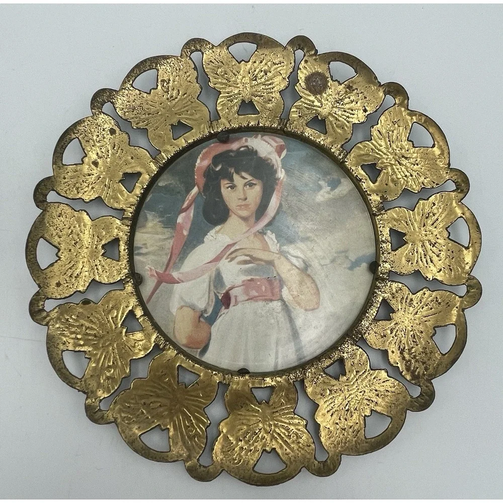 Vtg Butterfly Mini Portrait Wall Decor Brass Set Of 4 Made In England Victorian